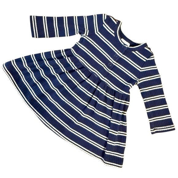 Hanna Andersson Other - Hanna Andersson Navy & White Striped Long Sleeve Baby Dress 3–6 Months